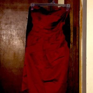 Bright Red Dress with Lace Accents on sides, Zipper Back.